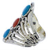 Turquoise And Coral Sterling Silver Ring Size 5-3/4 UX32885